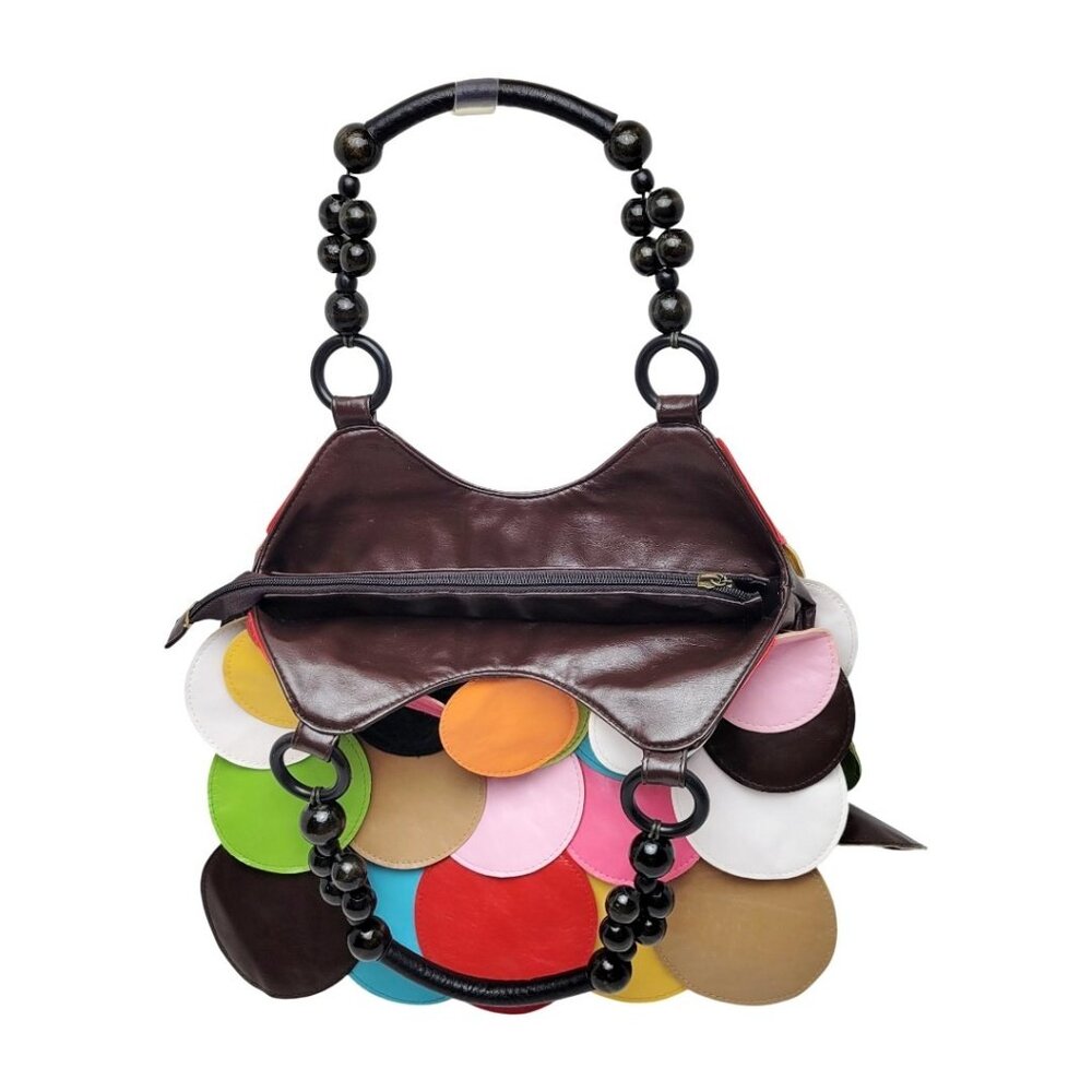 Colorful Multi-Disc Hobo Bag in Black with Bright Accents - Picture 3 of 7